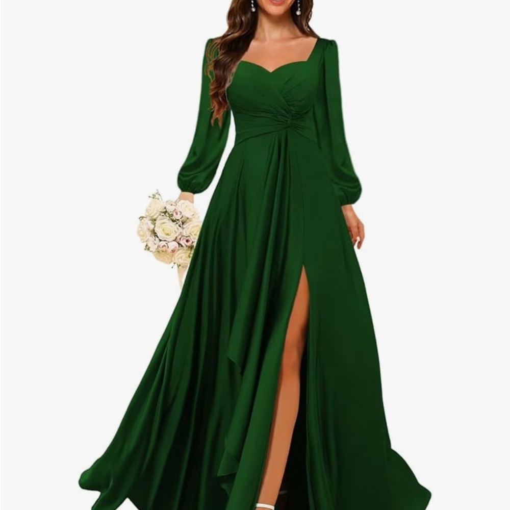 Chic Long Sleeve Green Dress